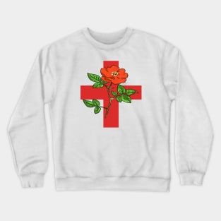 Patriotic St George Ensign and Tudor Rose England Fan Crewneck Sweatshirt